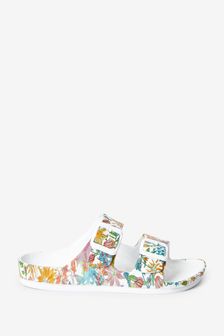 White Floral Double Buckle Sliders (M43786) | €13 - €16.50