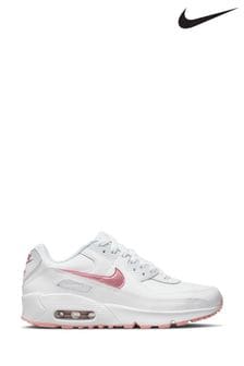 Nike White/Pink Air Max 90 Youth Trainers (M43793) | €54