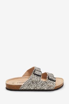 Animal Print Leather Wide Fit (G) Double Buckle Corkbed Sandals (M43802) | ₪ 74 - ₪ 98