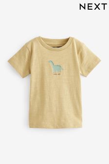 Gelb/Mini-Dino - Kurzärmeliges T-Shirt mit Motiv (3 Monate bis 7 Jahre) (M43823) | 3 € - 5 €