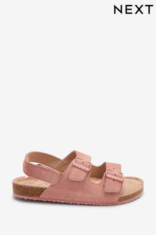 Pink Suede Standard Fit (F) Double Buckle Corkbed Sandals (M43857) | €9 - €12.50