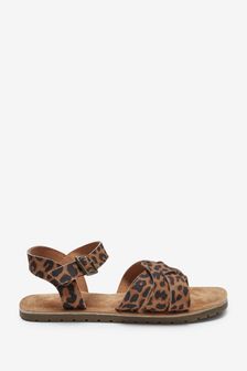 Animal Print Standard Fit (F) Premium Woven Leather Sandals (M43863) | ₪ 86 - ₪ 110