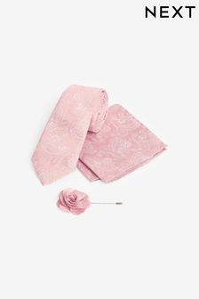 Light Pink Tie Pocket Square And Lapel Pin Set (M43898) | kr199
