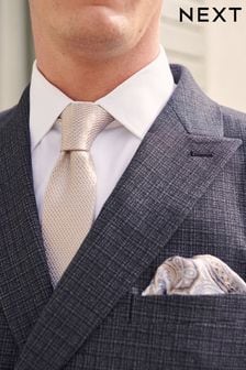Бежево-коричневый с узором пейсли - Шелковый галстук и платок для пиджака (M43926) | €26