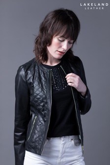 Lakeland Leather Cheri Quilted Collarless Black Leather Jacket (M44222) | ₪ 1,066