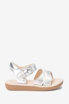 Silver Leather Standard Fit (F) Little Luxe™ Sandals (M44256) | €11.50 - €12.50