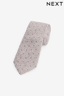 Neutral Spot Silk Linen Blend Pattern Tie (M44288) | €13