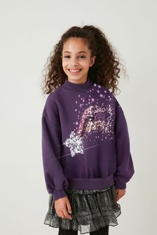 Purple Sequin Star Crew Sweatshirt Top (3-16yrs) (M44304) | €17.50 - €24