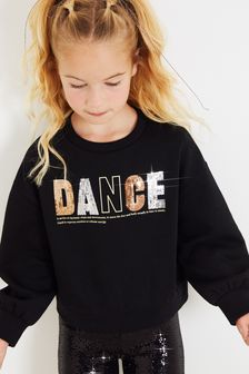 Black Sequin Dance Crew Sweatshirt Top (3-16yrs) (M44398) | €16.50 - €22.50