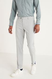 Light Grey Slim Fit Textured Trousers With Motion Flex Waistband (M44554) | 11 €