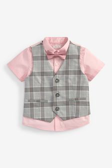 Grey  Waistcoat & Shirt Set Check With Pink Shirt (3mths-9yrs) (M44791) | 33 € - 39 €
