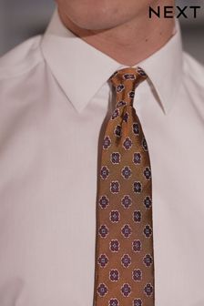 Золотистый с узором - Стандартный крой - Шелковый галстук с геометрическим узором (M44818) | €13