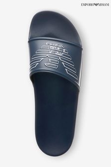 Темно-синий - Шлепанцы с логотипом в виде орла Emporio Armani (M44900) | €48