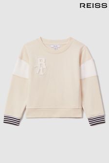 Reiss Ivory Colette Teen Cotton Blend Logo Sweatshirt (M44914) | 279 QAR