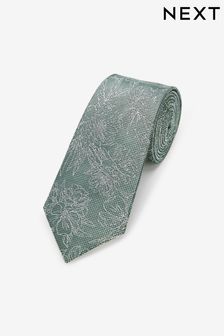 Sage Green Wide Floral Silk Pattern Tie (M44930) | €12.50