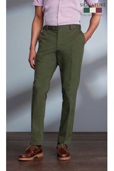 Zielony khaki - Spodnie chino Signature z tkaniny Nova Fides (M44950) | 103 zł
