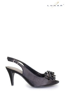 Lunar Sabrina Black Satin Slingback Court Shoes (M45057) | ₪ 219