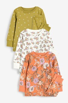 Orange/Ochre/Cream Floral 3 Pack Pyjamas (9mths-8yrs) (M45154) | kr320 - kr399