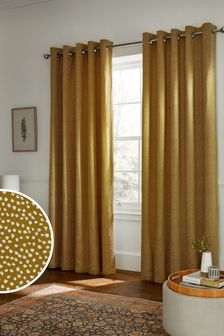 Ochre Yellow Mini Spot Eyelet Curtains (M45175) | €29 - €68