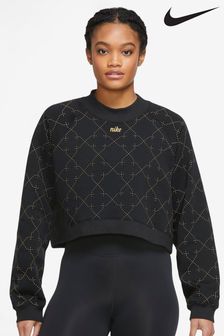 Nike Black Cropped Printed Fleece Crew Sweatshirt (M45734) | 43 €