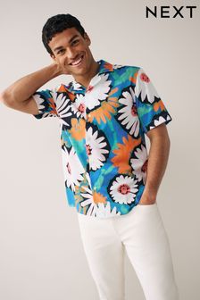 Рубашка с короткими рукавами и принтом на кубинском воротнике (M46218) | €12