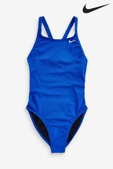 Ярко-синий - Однотонный купальник с вырезом на спине Nike Hydrastrong (M46309) | €19