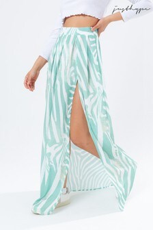 Hype. Womens White Mint Zebra Maxi Skirt