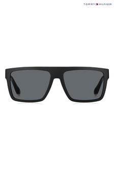 Tommy Hilfiger Rectangular Black Sunglasses (M46818) | $195