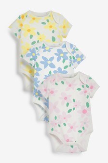 Floral 3 Pack Short Sleeve Bodysuits (0mths-3yrs) (M46933) | €17 - €19