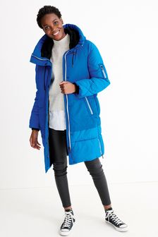 בלוק צבע כחול - Premium Hooded Padded Puffer Coat (M47001) | ‏306 ₪