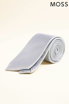 Moss Silver Plain Natte Silk Tie (M47105) | $48