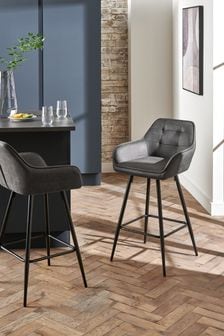 Monza Faux Leather Dark Grey Cole Fixed Height Arm Kitchen Bar Stool (M47172) | €205