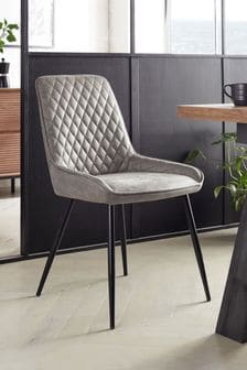 Set of 2 Monza Faux Leather Light Grey Hamilton Non Arm Dining Chairs (M47347) | €345
