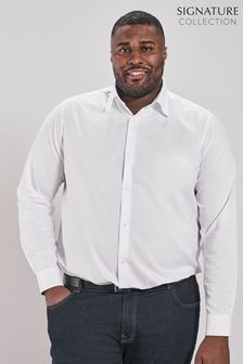 White Plus Size Single Cuff Signature Textured Trimmed Shirt (M47356) | 14 €