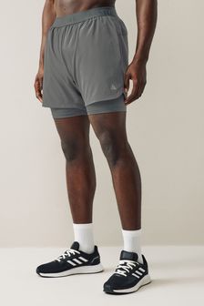 Серый комплект 2-в-1 с леггинсами - Спортивные шорты для бега (M47499) | €13