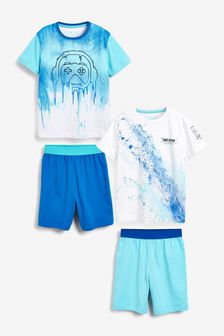 Blue/ White Splat Gamer 2 Pack Short Pyjamas (3-16yrs) (M47624) | $33 - $46