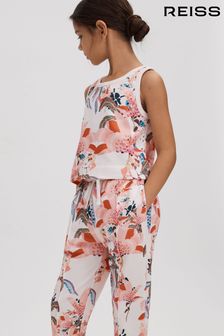 Reiss Pink Print Kemi Senior Cotton Vest and Joggers Set (M47899) | 505 SAR