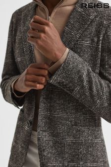 Reiss Charcoal Box Slim Fit Wool Blend Checked Single Breasted Blazer (M47938) | 2,411 QAR