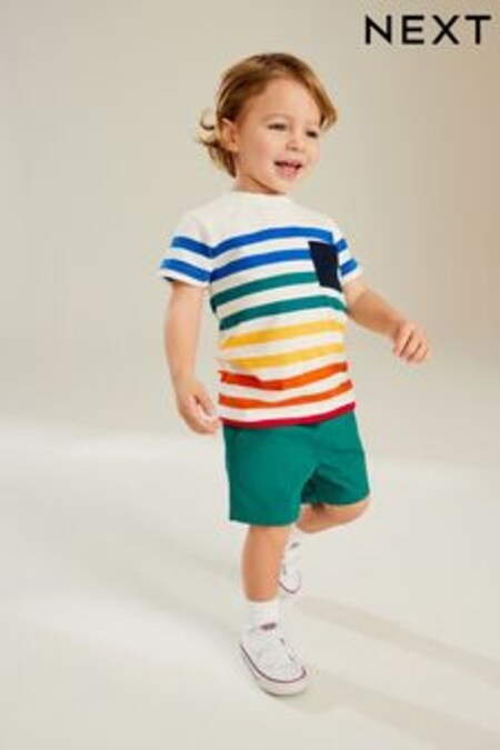 Rainbow Pocket Vertical Stripe Short Sleeve T-Shirt (3mths-7yrs) (M47949) | €9 - €12