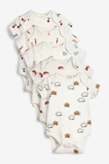 White Mini Veg Print 5 Pack Short Sleeve Baby Bodysuits (0mths-3yrs) (M47966) | 6,790 Ft - 7,690 Ft
