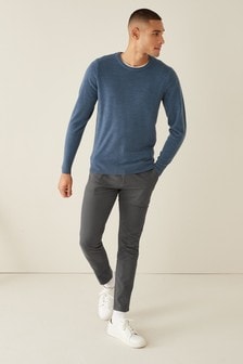 Dark Grey Elasticated Waist Skinny Fit Next Stretch Chino Trousers (M48030) | €8