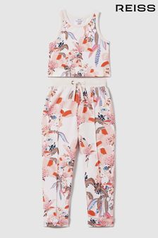 Reiss Pink Print Kemi Teen Cotton Vest and Joggers Set (M48089) | 515 QAR