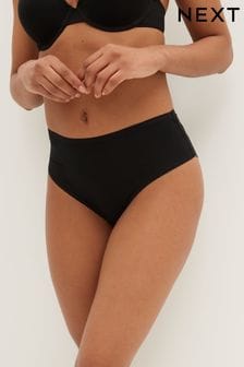 Black High Rise High Leg Cotton and Lace Knickers 4 Pack (M48209) | $23