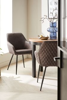Set of 2 Monza Faux Leather Peppercorn Brown Hamilton Reverse Arm Dining Chairs (M48333) | €405