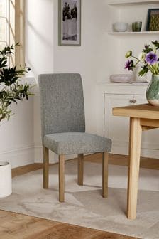 Set of 2 Tweedy Chenille Mid Grey Milford Light Wood Leg Dining Chairs (M48419) | €245