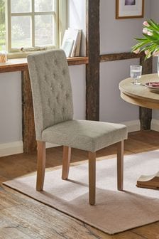 Set of 2 Tweedy Chenille Mid Natural Milford Buttoned Dining Chairs (M48421) | €285