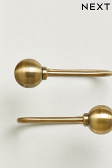 Set of 2 Antique Brass Ball Curtain Holdbacks (M48755) | R290