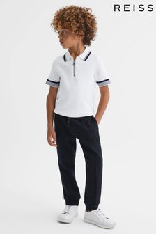 Optic White - Reiss Chelsea Half-zip Polo Shirt (M48801) | kr840