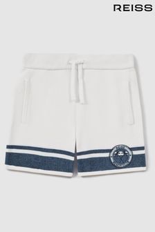 Reiss Optic White/Airforce Blue Catch Teen Velour Drawstring Shorts (M49034) | AED331