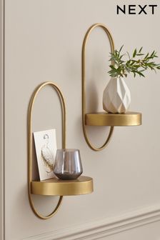 Set of 2 Gold Wall Shelves (M49288) | CHF 39